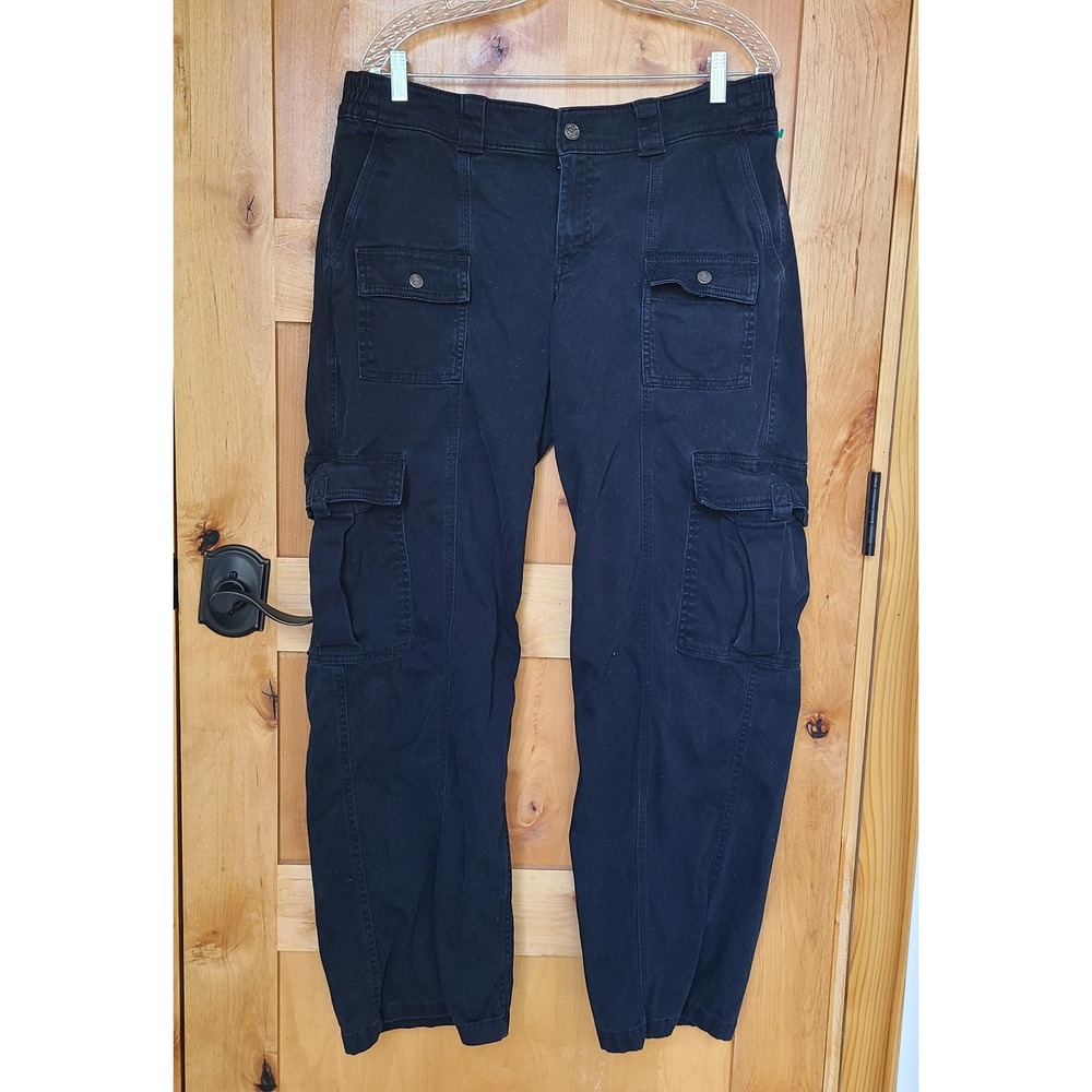 Hollister Sz 32 x‎ 30 Black Cotton Low Rise Baggy Cargo Pants Utility Streetwear